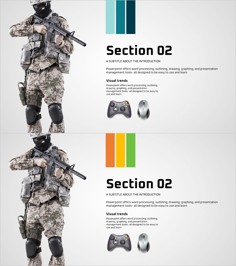 게임 소개 프레젠테이션 간지 – 섹션 분할 슬라이드