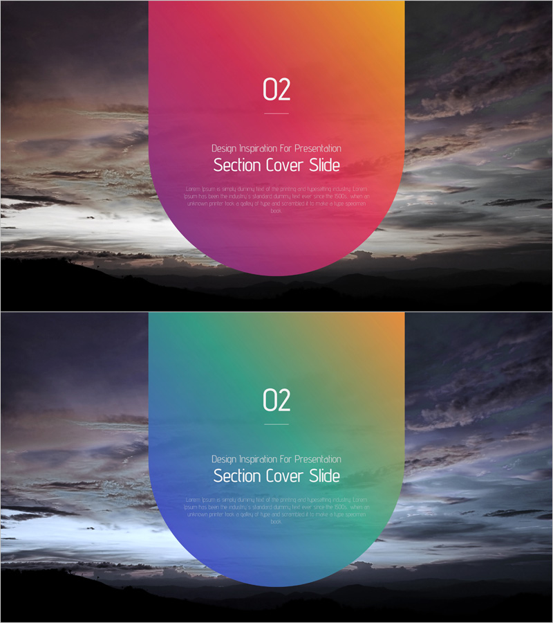 카메라 어플리케이션 템플릿 간지 – 세련된 섹션 커버 슬라이드