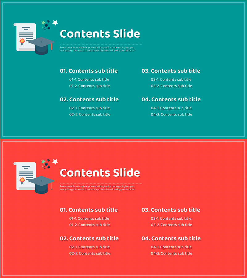 학위 템플릿 목차 – 청록과 빨강의 조화