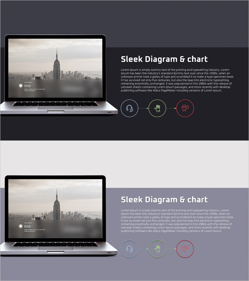 VR 사업 개요를 위한 선형 다이어그램 슬라이드