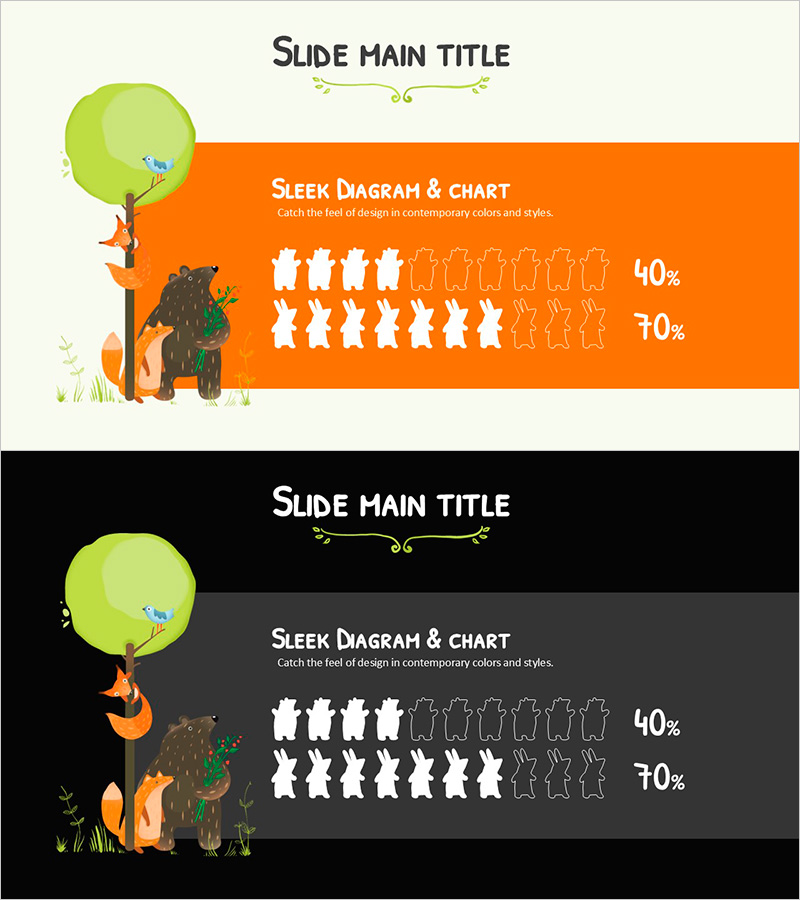 동물 실루엣 그래프 – 시장 분석 템플릿