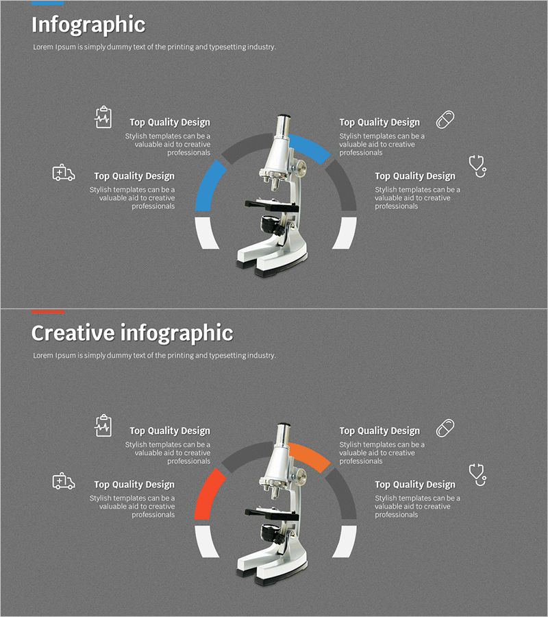 메디컬 특성 구성내용을 강조한 인포그래픽 슬라이드