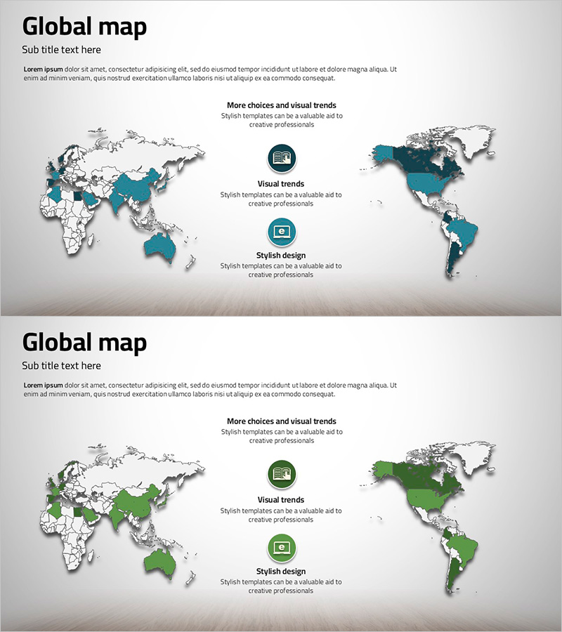 세계지도와 아이콘 – 글로벌 네트워크 & 시장 분석