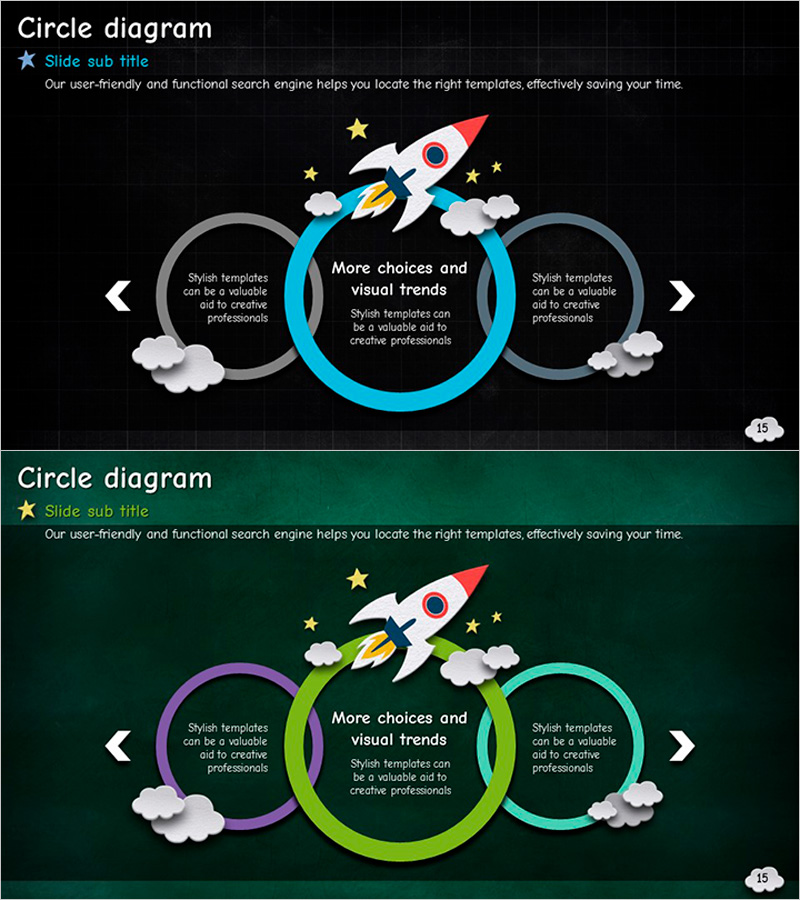 로켓 일러스트와 중첩 다이어그램