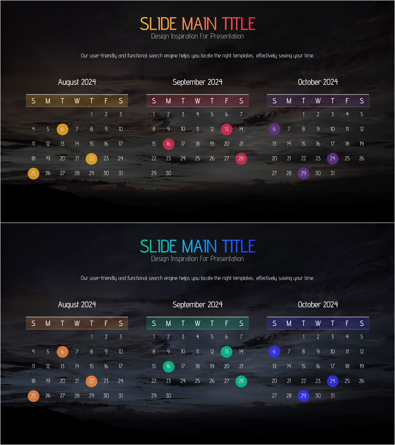 8월, 9월, 10월 달력 다이어그램 – 사업추진 전략의 기본