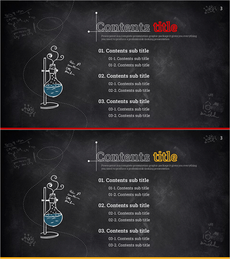 칠판 분필 테마 과학실험 목차 슬라이드