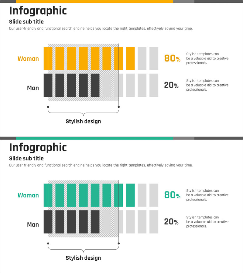 고객 및 시장 분석 슬라이드 – 노랑과 청록의 감성
