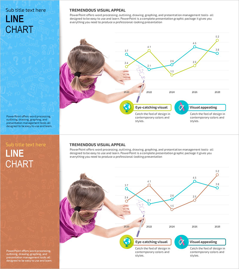 키즈 드로잉 꺾은선 그래프 – 성과 강조