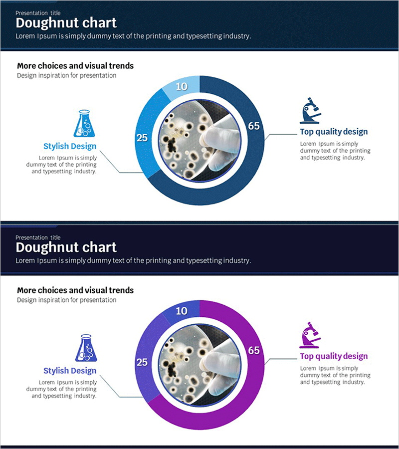 과학분야 분석 도넛형 원 그래프