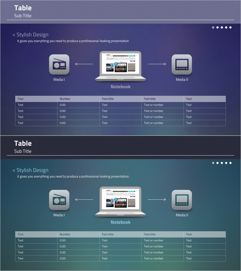 표 형식으로 정리된 프레젠테이션 슬라이드 – 스타일리시 디자인
