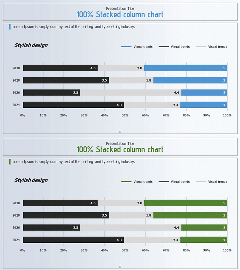 블루 그린 세분형 그래프 – 시장 및 경쟁사 분석을 위한 템플릿