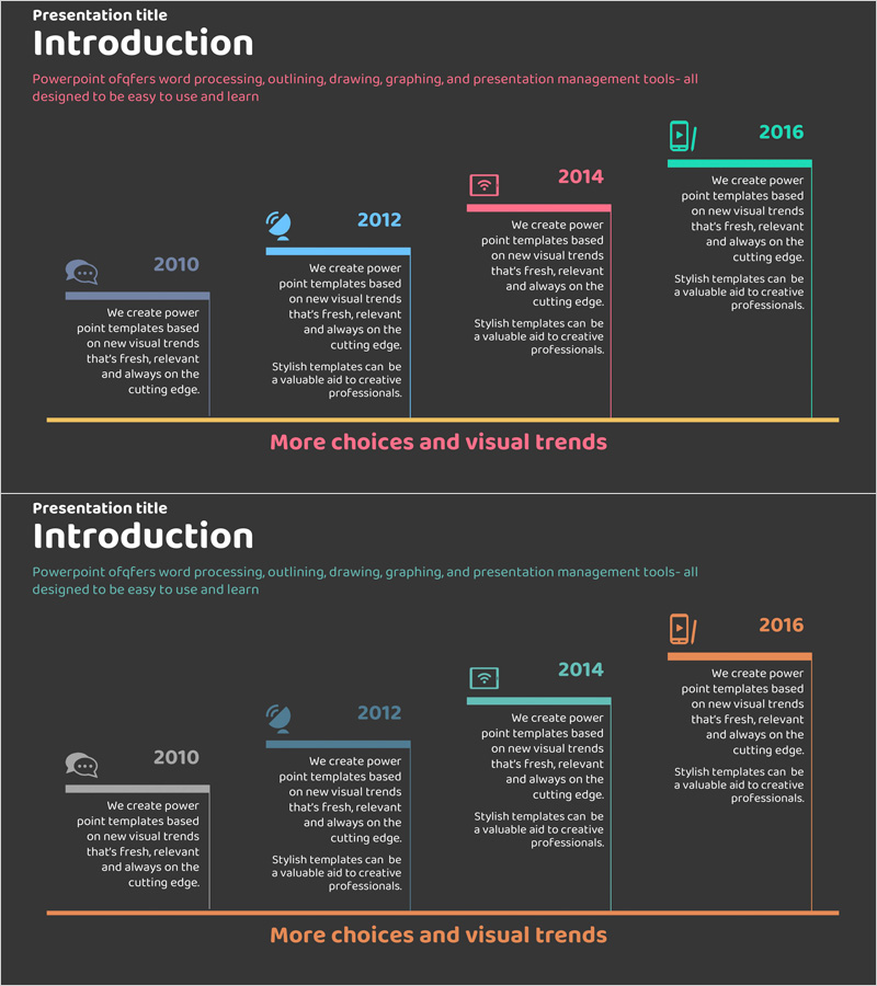 어플리케이션 제작사 연혁 슬라이드 – 명확한 흐름으로 전달하는 기업 역사