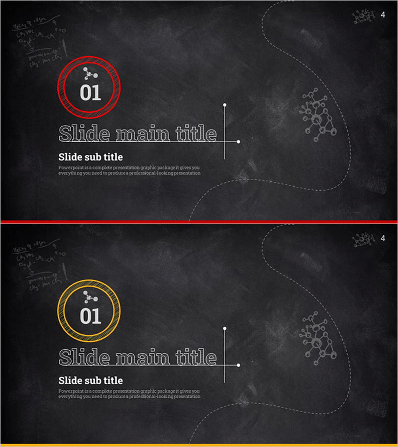 칠판 분필 테마 과학실험 슬라이드 – 창의성과 탐구