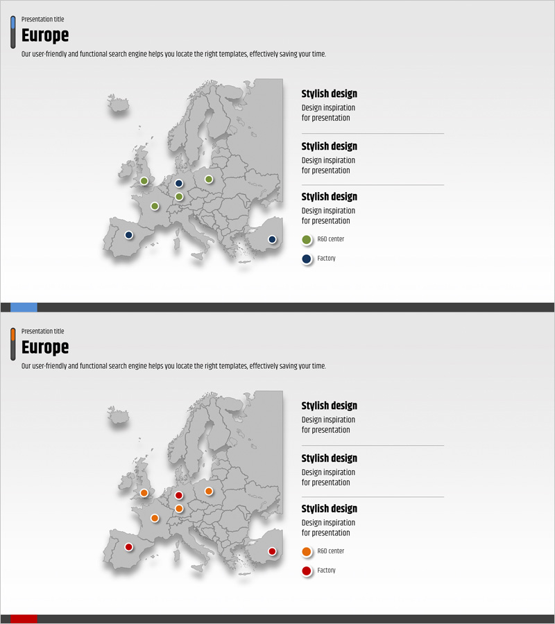 국내 네트워크 유럽 지도 슬라이드 – 효과적인 시장 분석