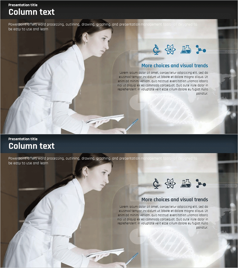 과학 실험 비전 메시지 슬라이드