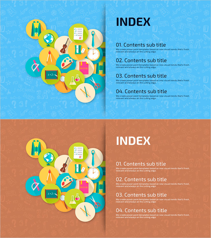 학습 아이콘 다발 목차 – 창의적이며 유용한 프레젠테이션