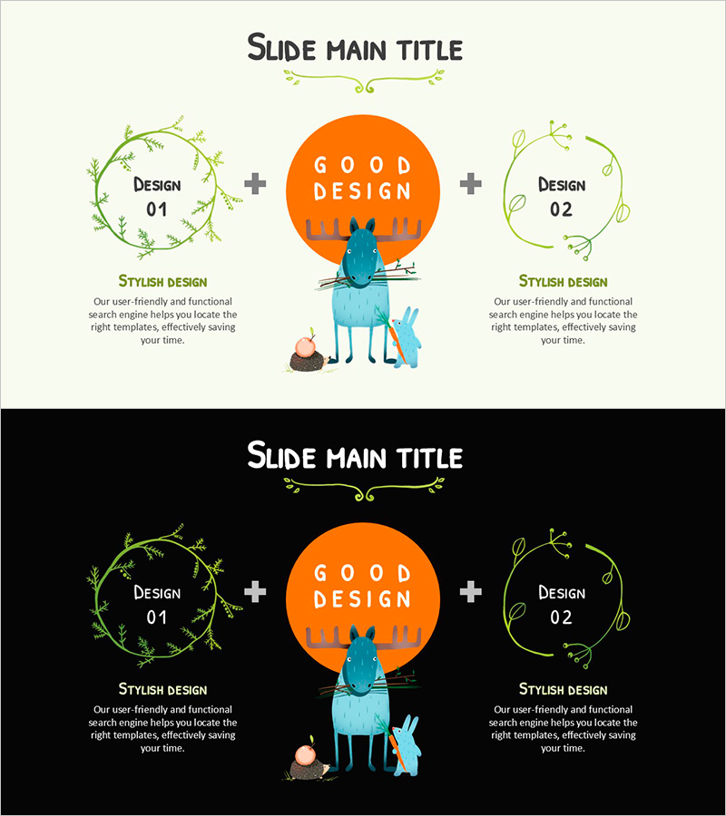비전 전략을 효과적으로 전달하는 동물 일러스트 슬라이드