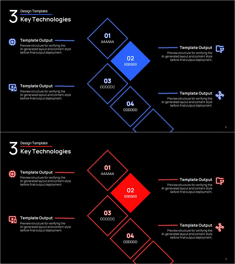 AI 네온 마름모 비주얼 템플릿 – 제품 및 서비스 소개