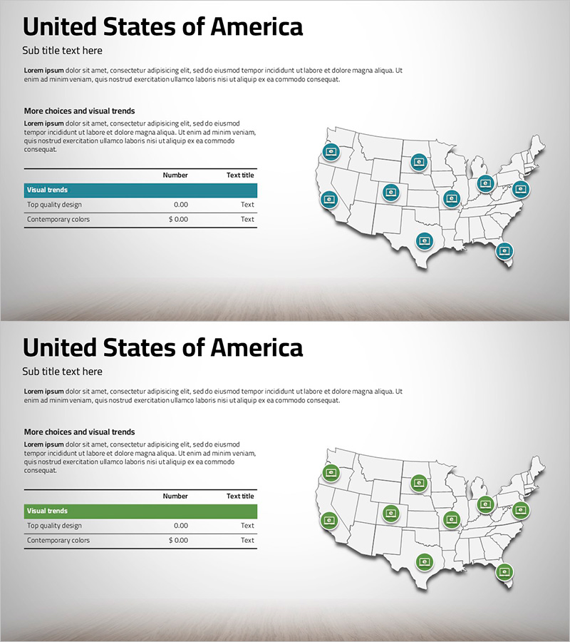 아메리카 지도와 아이콘 표시 – 시장 분석을 위한 효과적인 도구