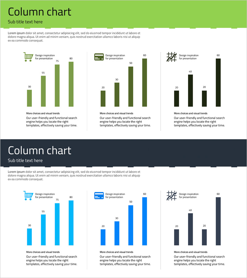 경쟁사 및 시장 분석 초록 남색 슬라이드