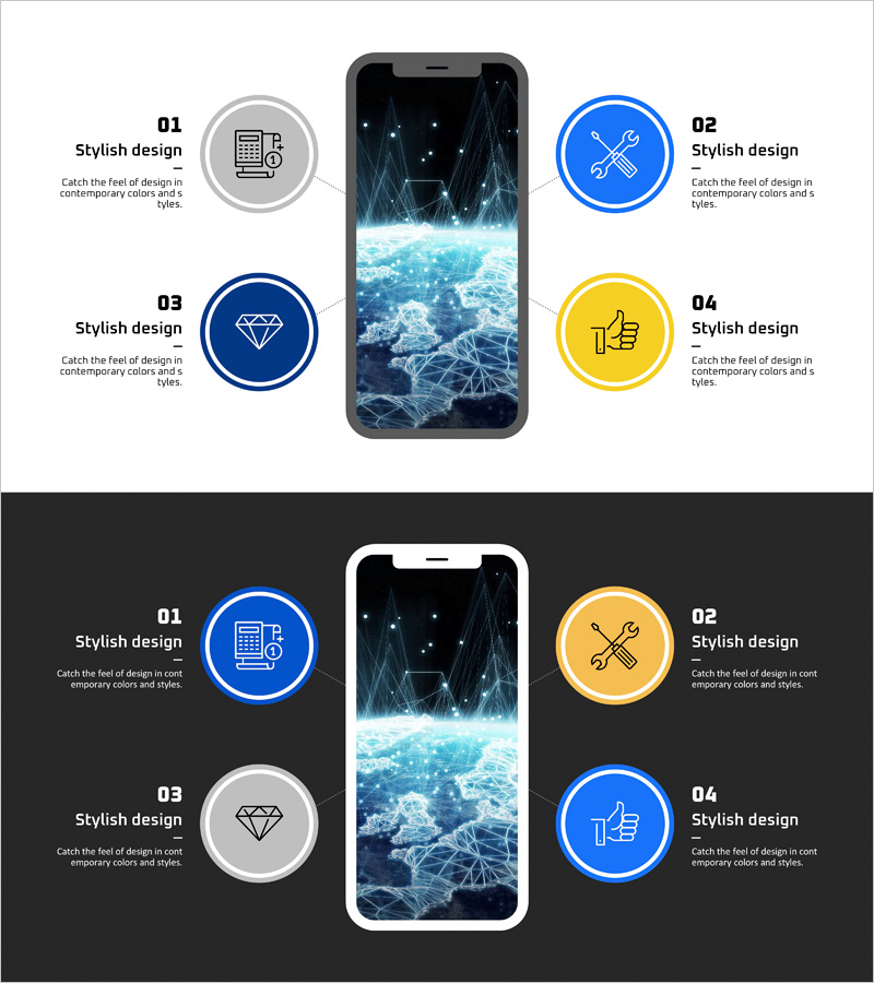 글로벌 네트워크 서비스 구성내용 – 현대적 스타일의 다이어그램