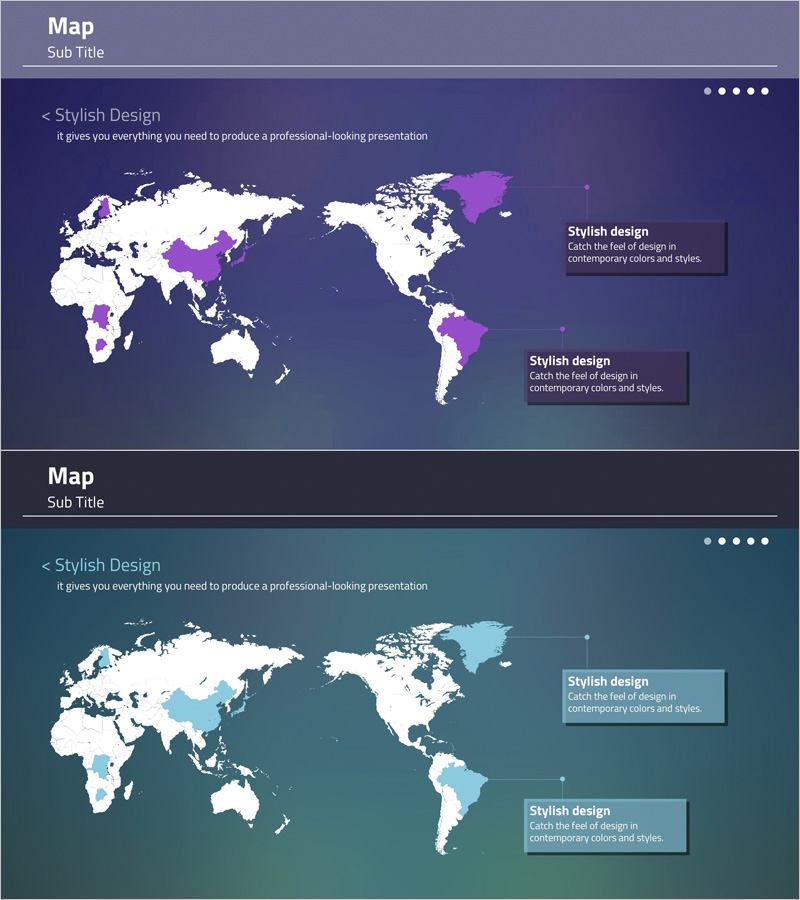 지도 슬라이드 디자인 – 현대적 인포그래픽 디자인