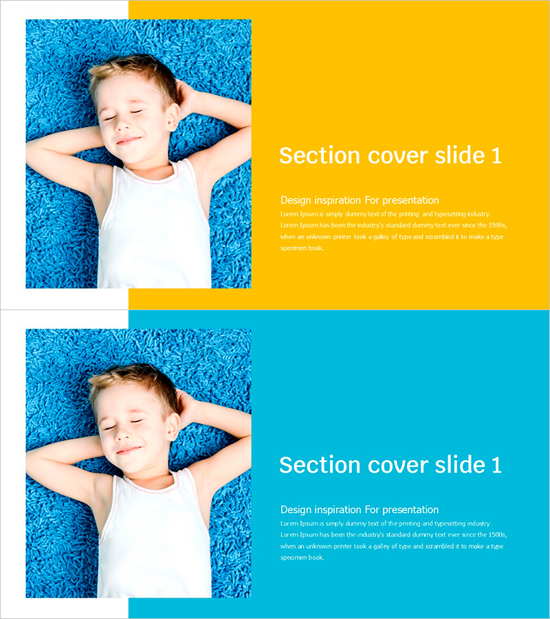 간지 있는 낮잠자는 아이 섹션 슬라이드