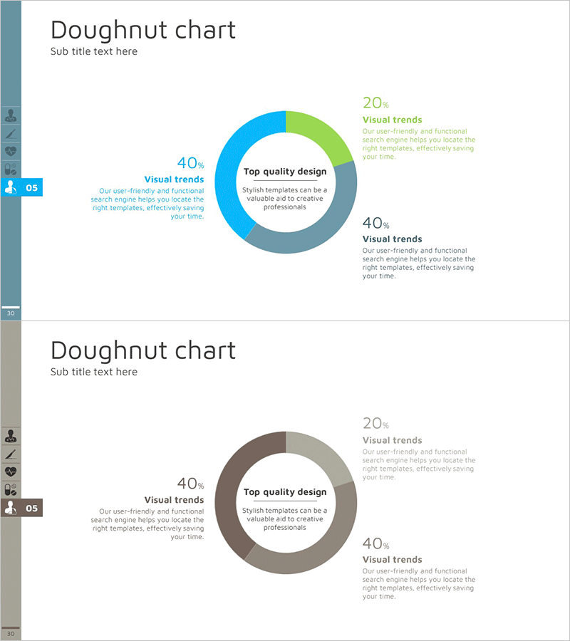 블루 그레이 도넛형 원 그래프 - 시장 점유율 시각화