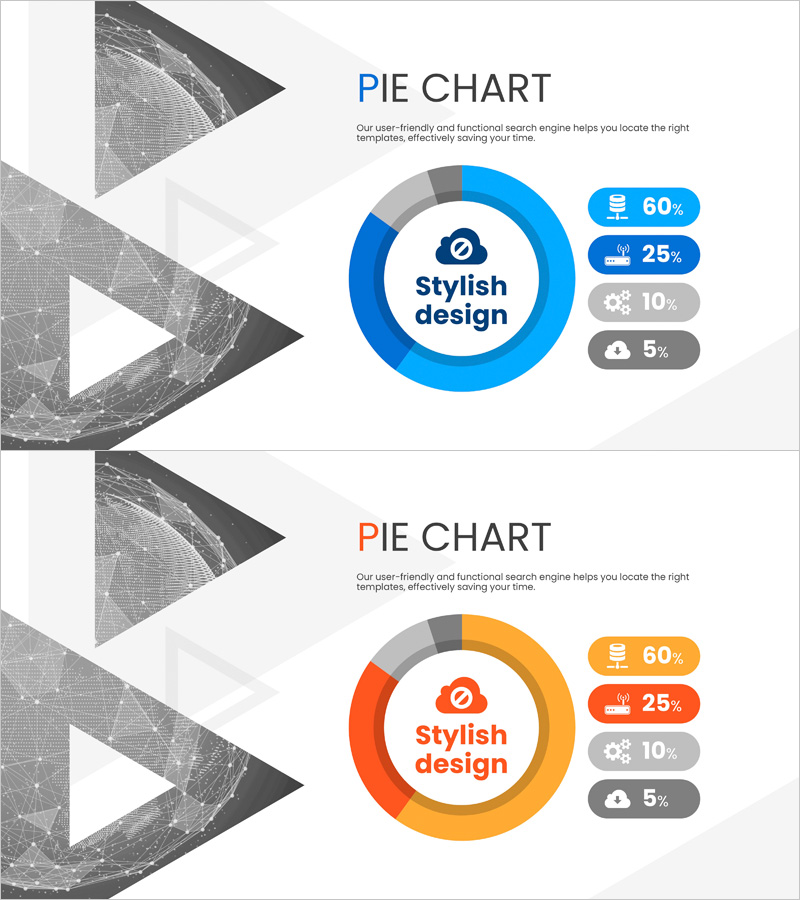 소셜 미디어 클라우드 개발현황 분석 – 스타일리시 도넛형 그래프