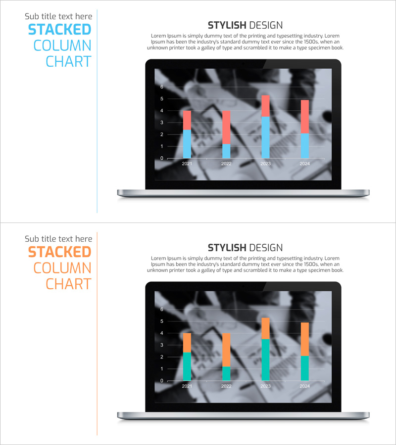 PC 목업을 활용한 세로막대그래프 시각화 – 경쟁 시장 분석 도구