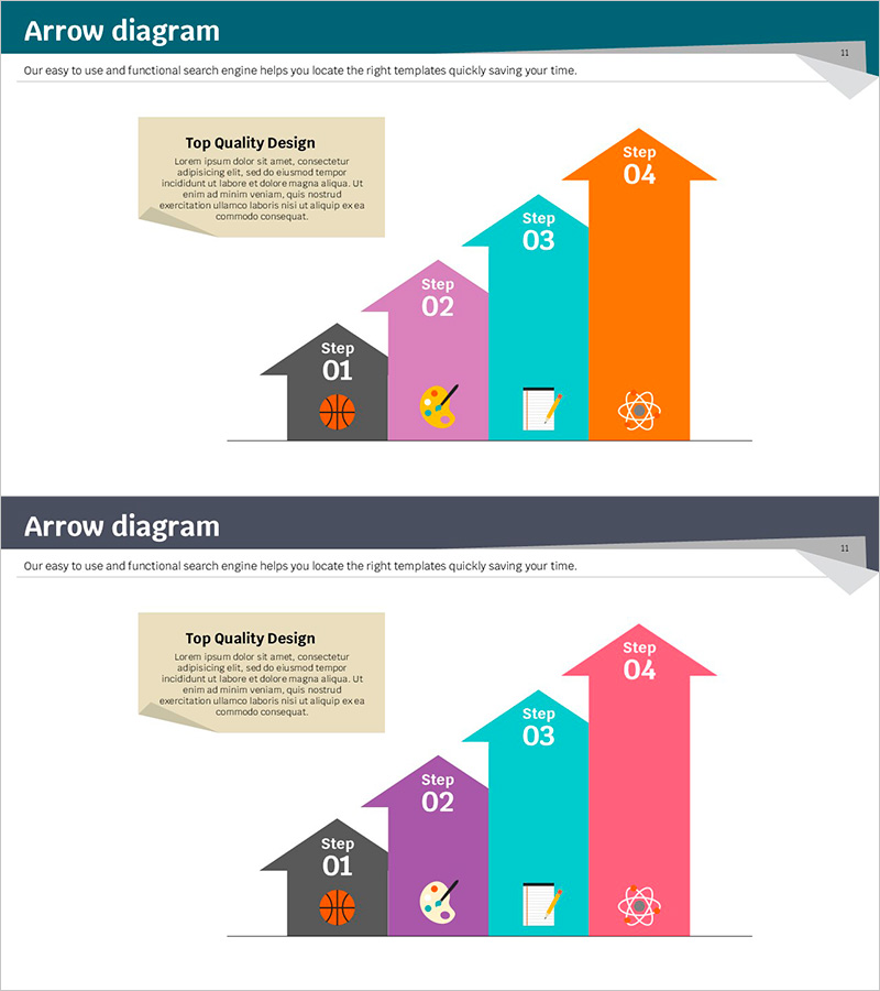 마케팅 계획 수립을 위한 단계별 화살표 다이어그램 – 성공적 목표 달성을 위한 안내