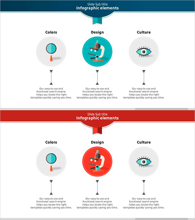 과학 아이콘과 연결 텍스트박스 – 정보 전달의 용이성