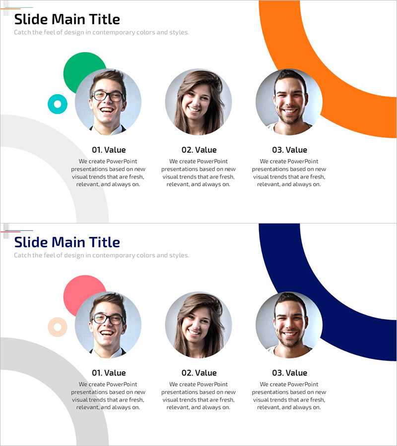 원 인포그래픽 배경의 맨파워 슬라이드 – 팀워크와 협력의 힘