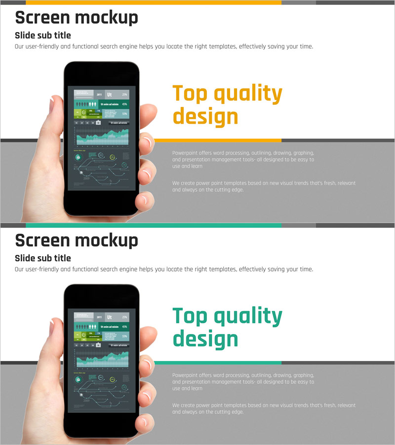 기술 서비스 소개 목업 – 노랑과 청록의 조화