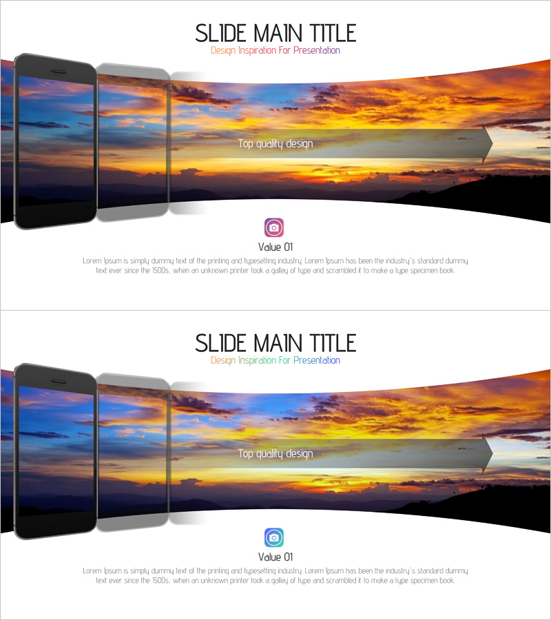 핸드폰 카메라 기능을 소개하는 슬라이드