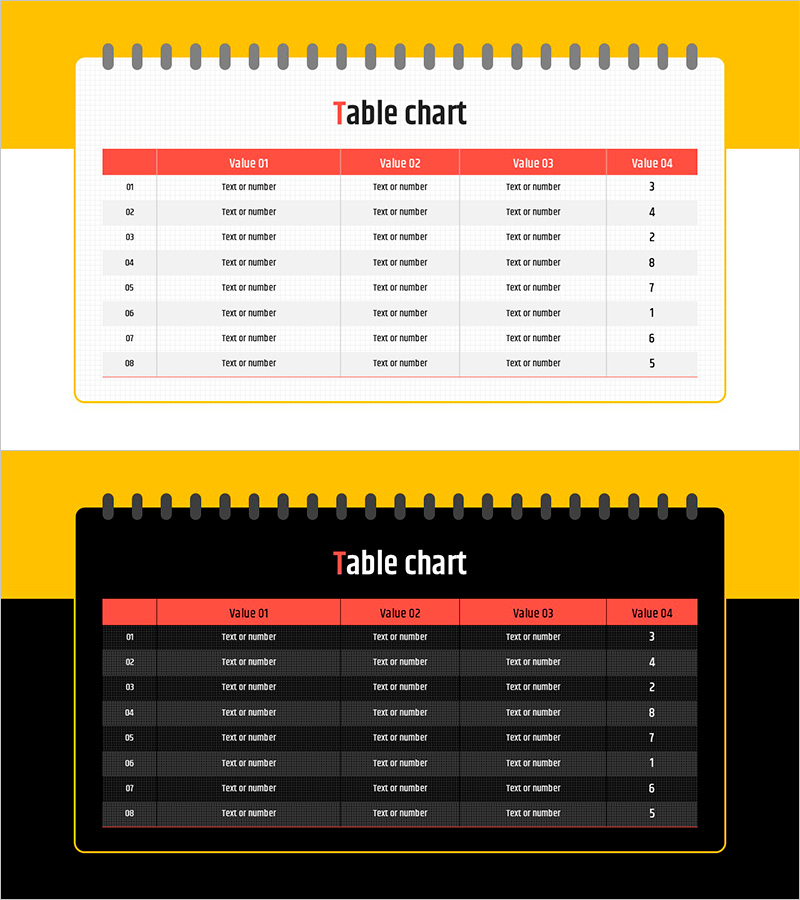메모장 프레임의 테이블 차트 – 실용적인 데이터 표현