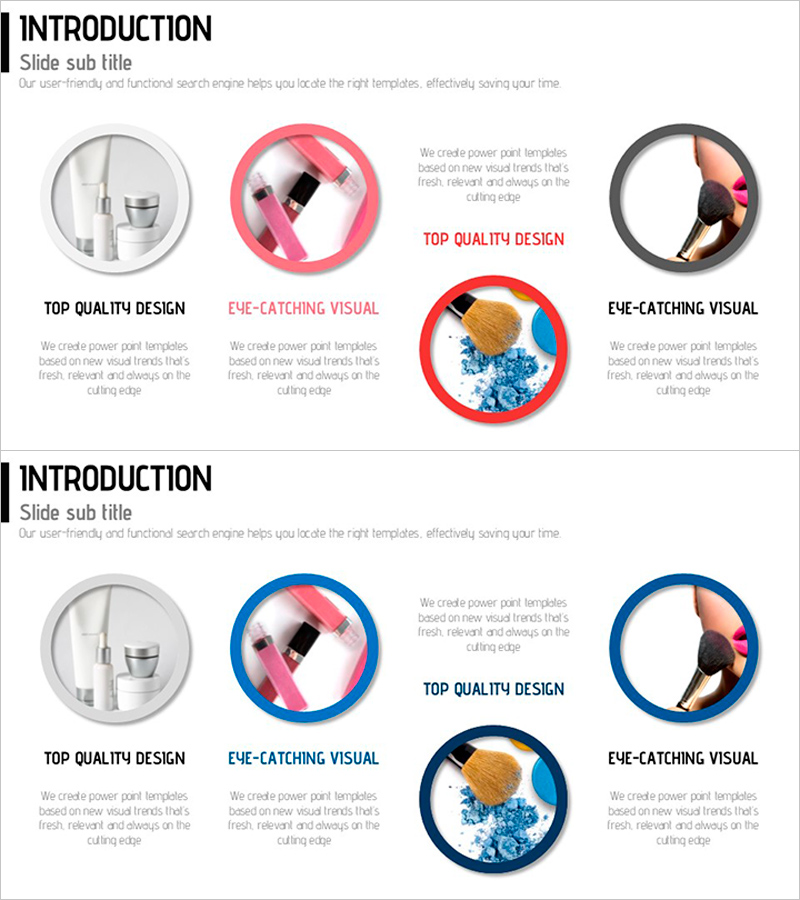 화장품 소개 PPT 슬라이드 – 매력적인 비주얼로 제품 특징 강조