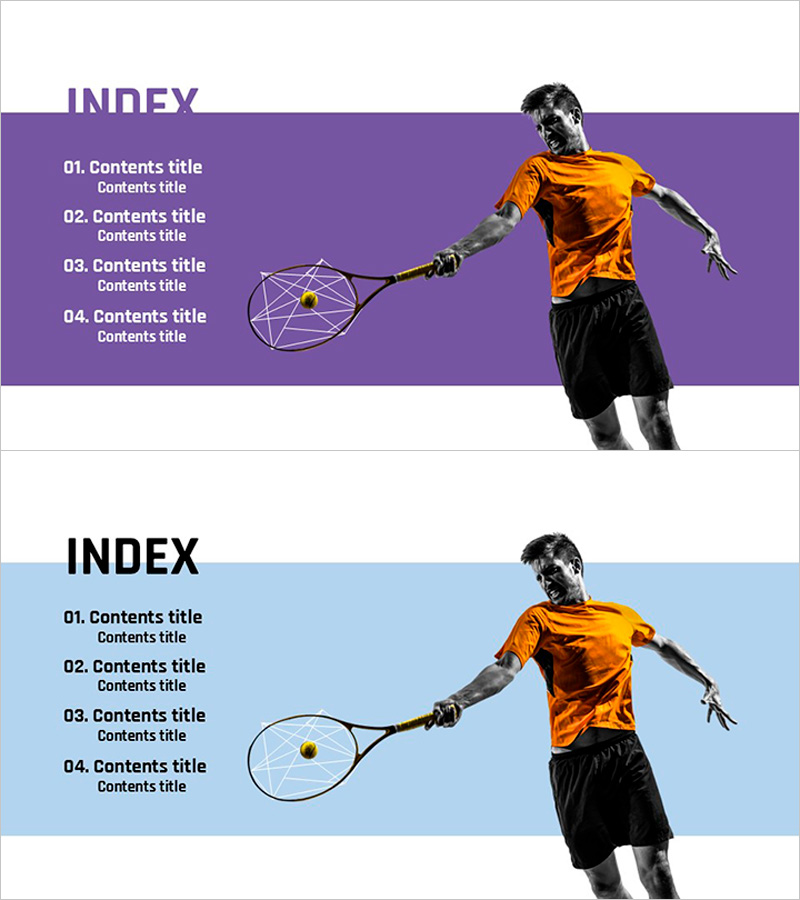 테니스 인덱스 PPT 템플릿 – 스포츠의 역동성을 담다
