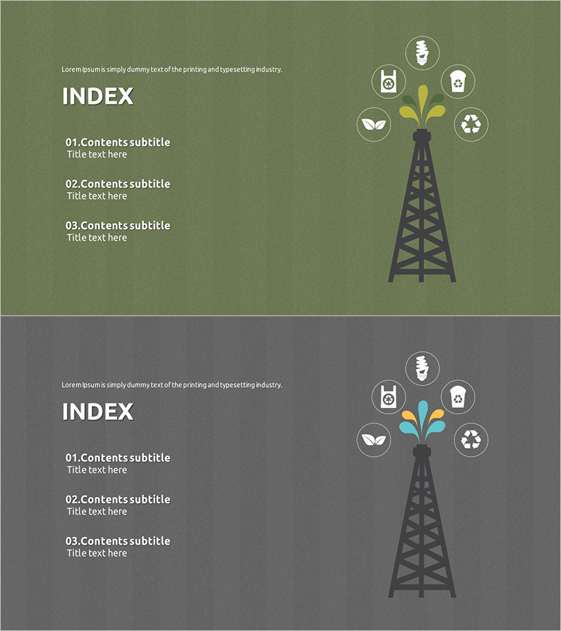 재생에너지 목차 슬라이드 템플릿 – 지속 가능성을 담다