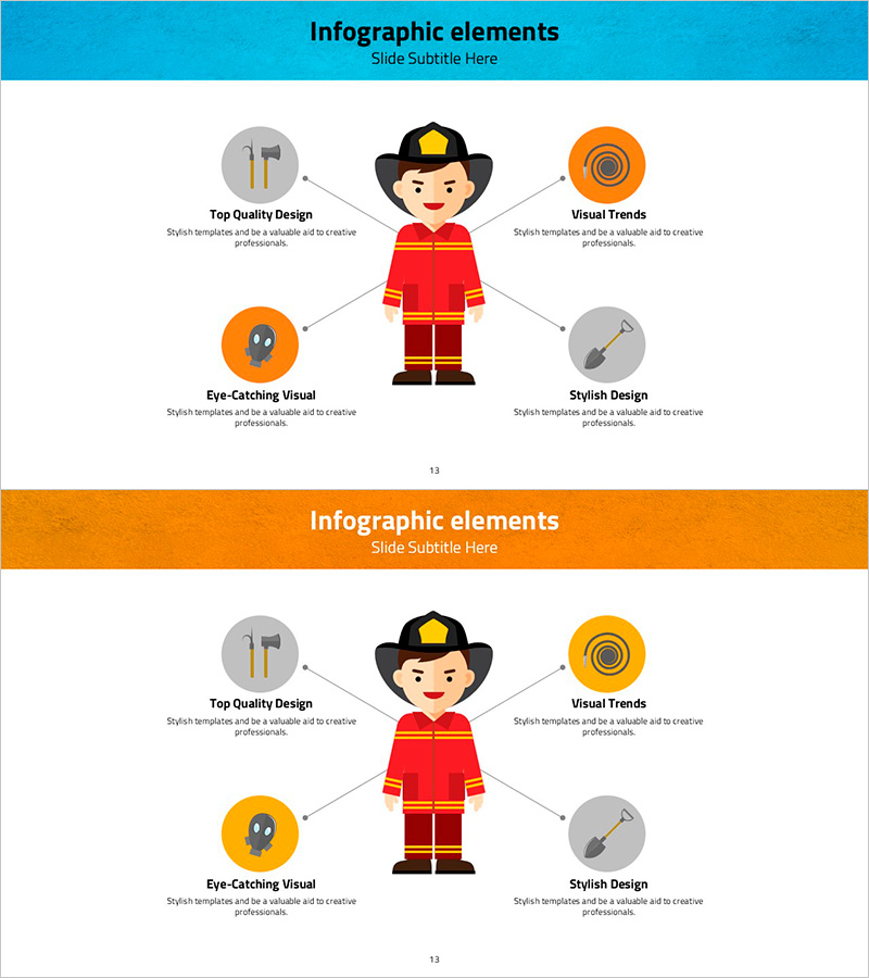 소방관 일러스트 인포그래픽 – 눈에 띄는 시각적 요소