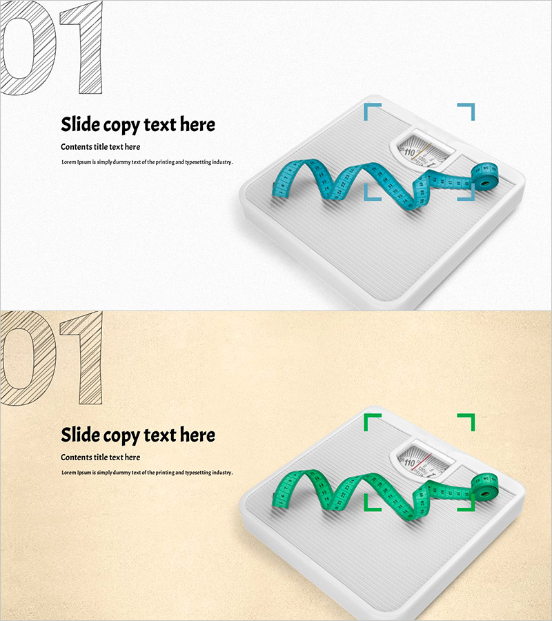 다이어트 및 인스턴트 사용을 위한 슬라이드 템플릿