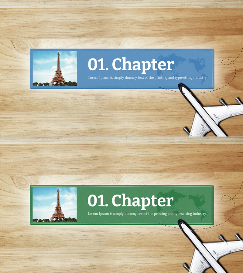 여행 와이드 템플릿 – 간지 있는 섹션 슬라이드