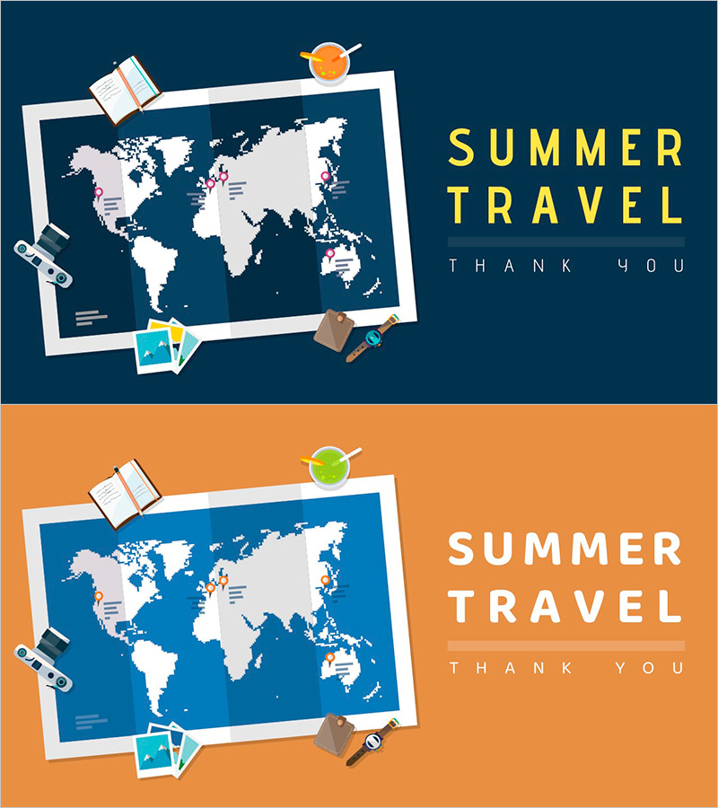 여름휴가 일러스트를 담은 엔딩 표지 - 여름 여행 감사