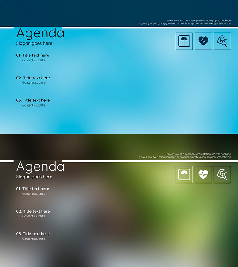 블루그린 블러 배경의 목차 슬라이드