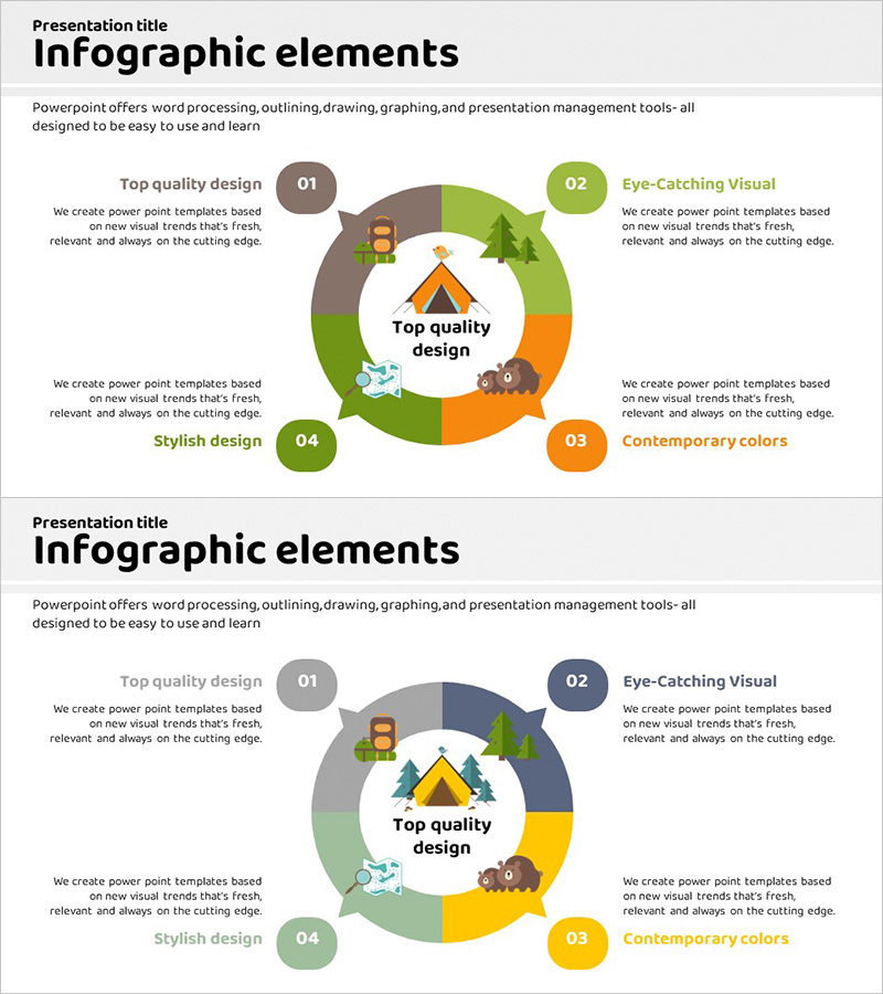 차별화 전략 오렌지 옐로우 – 제품/서비스 소개를 위한 시각적 다이어그램