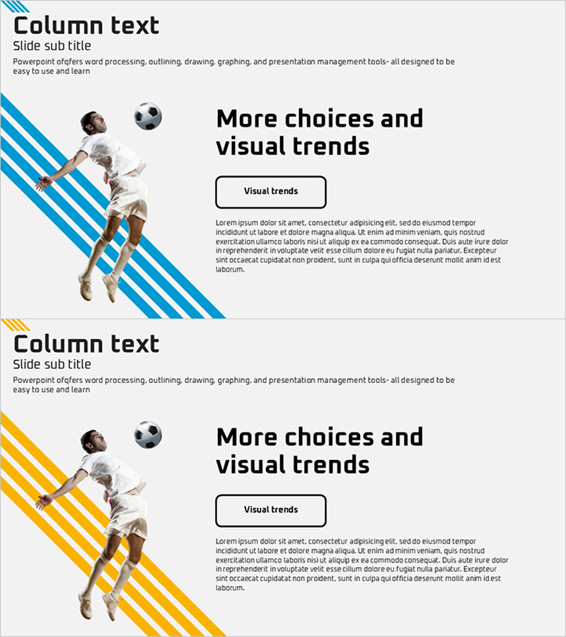 축구와 칼럼 슬라이드 템플릿 – 다양한 선택과 트렌드
