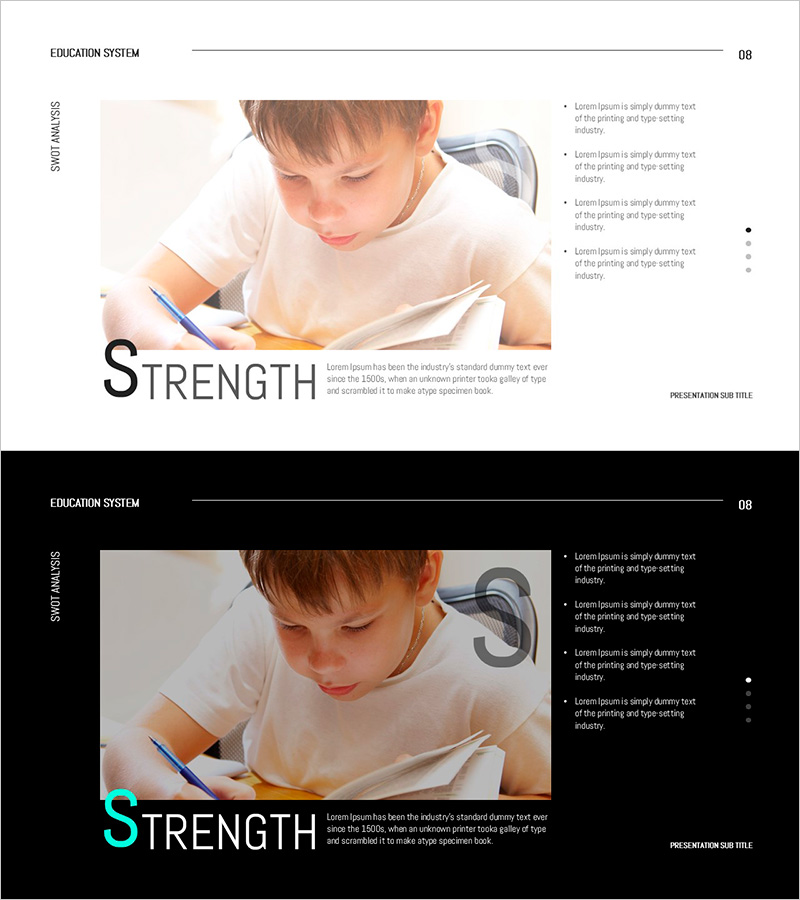 SWOT 분석을 통한 교육의 강점 슬라이드