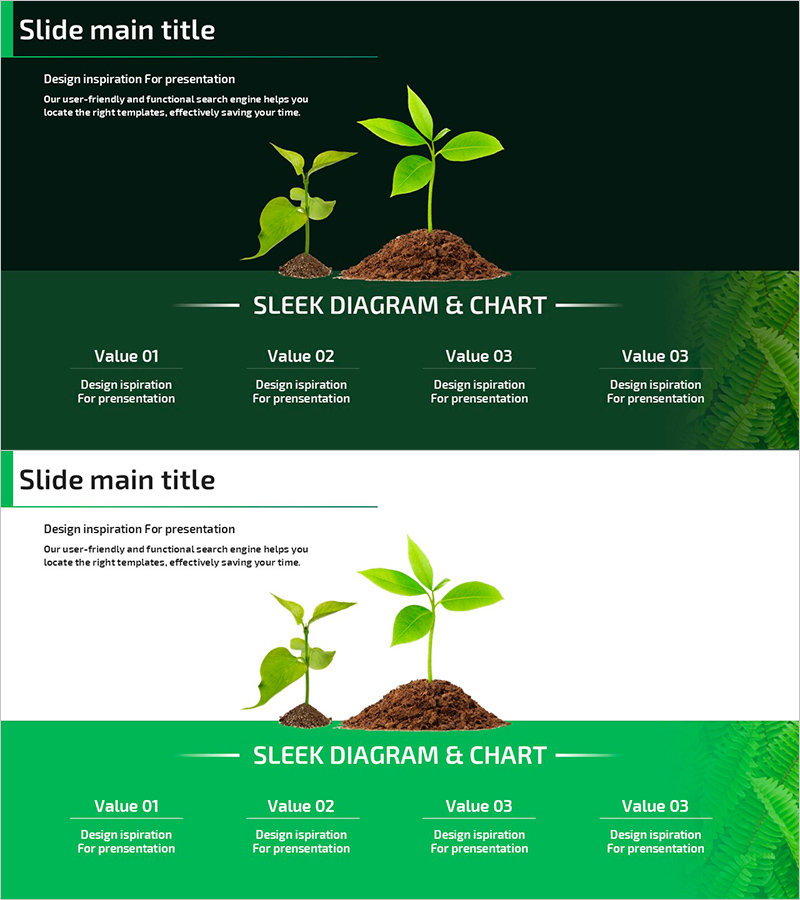 새싹과 텍스트 박스로 효과적인 제품 소개