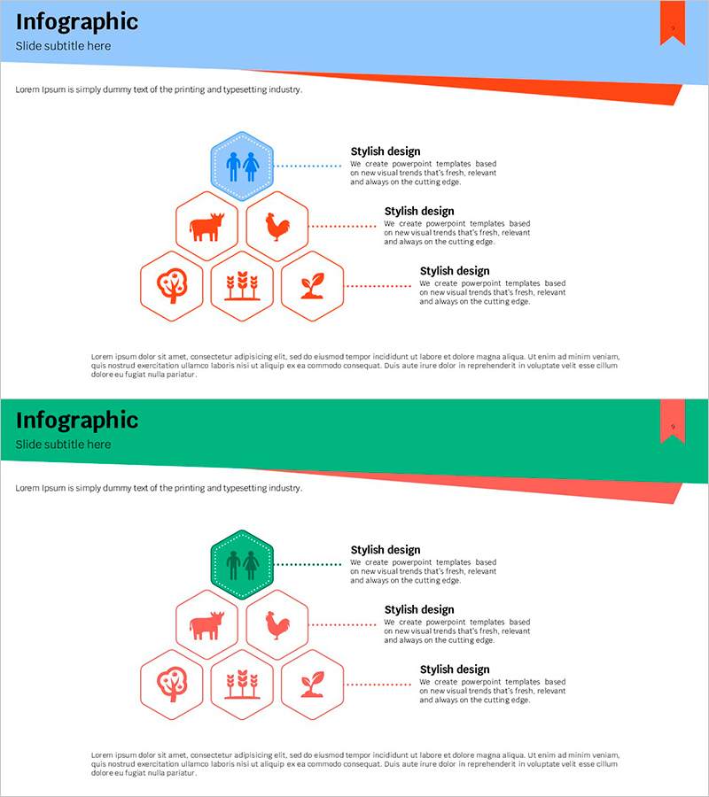 자연환경 아이콘과 피라미드 구조 슬라이드