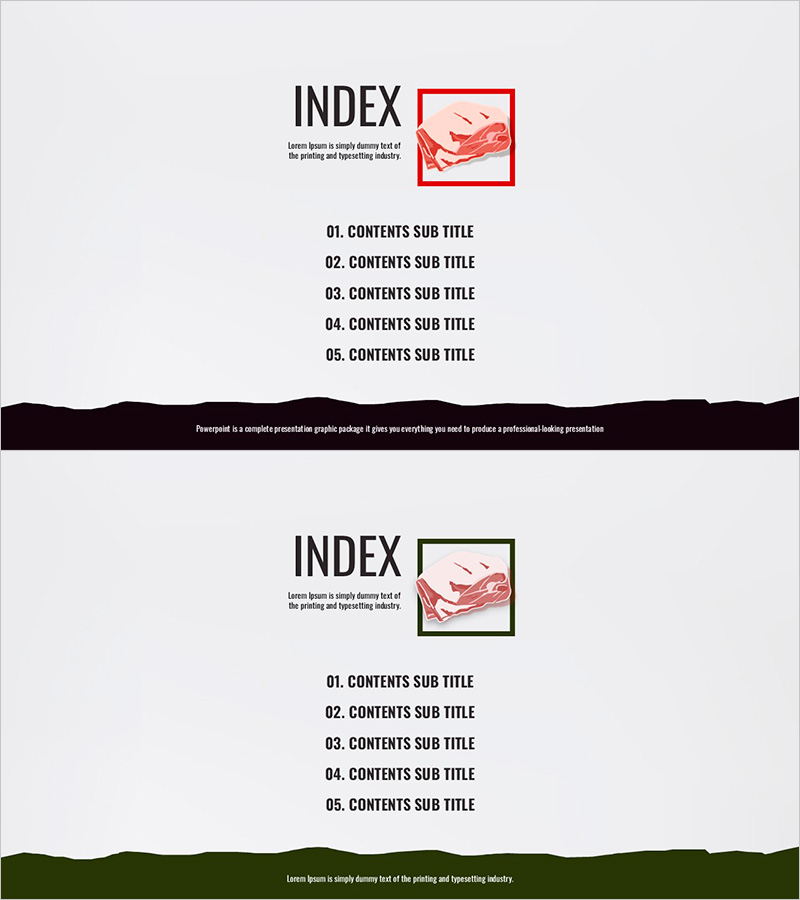 프리미엄 퀄리티 고기 템플릿 목차